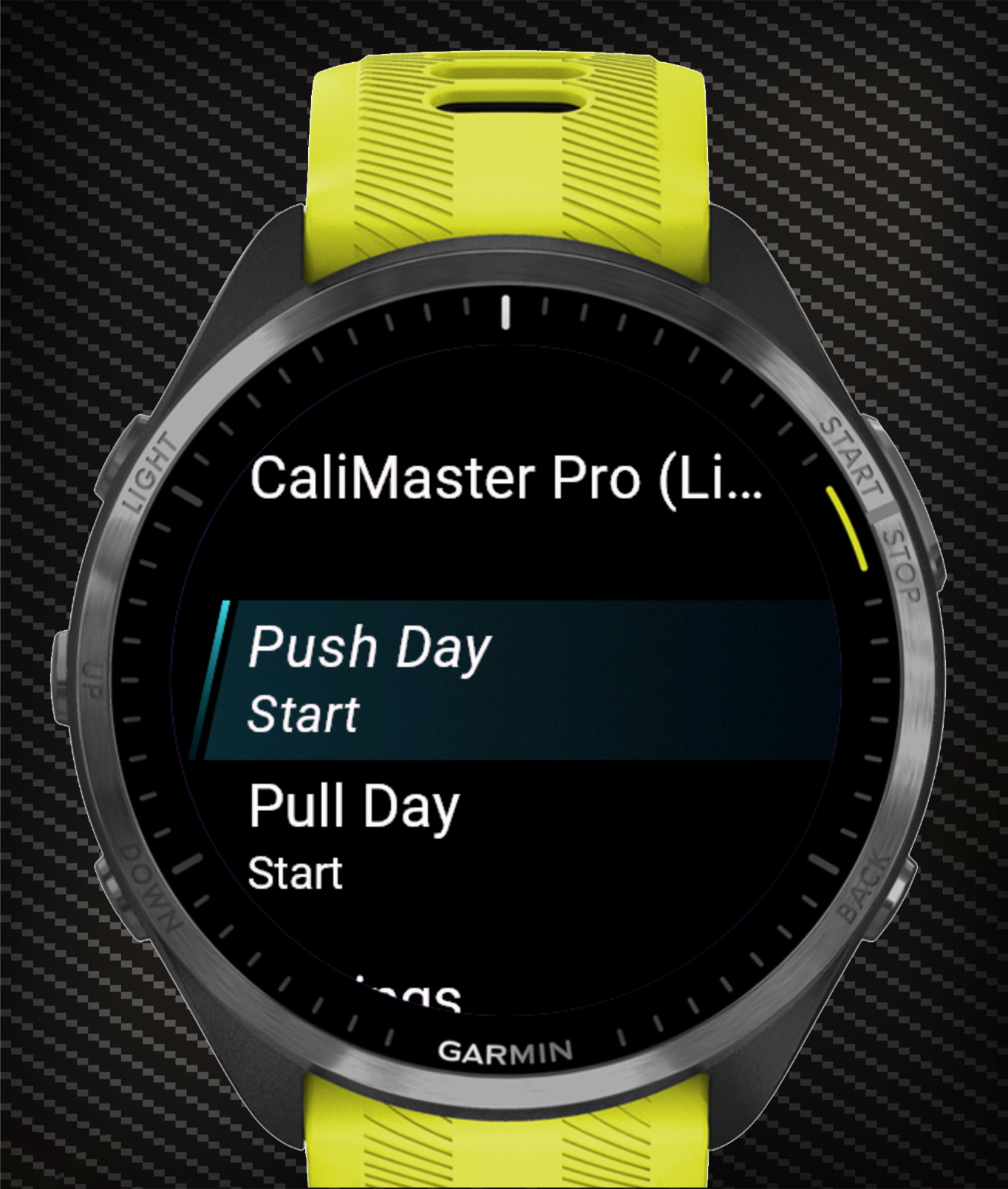 Screenshot: your workouts on the watch